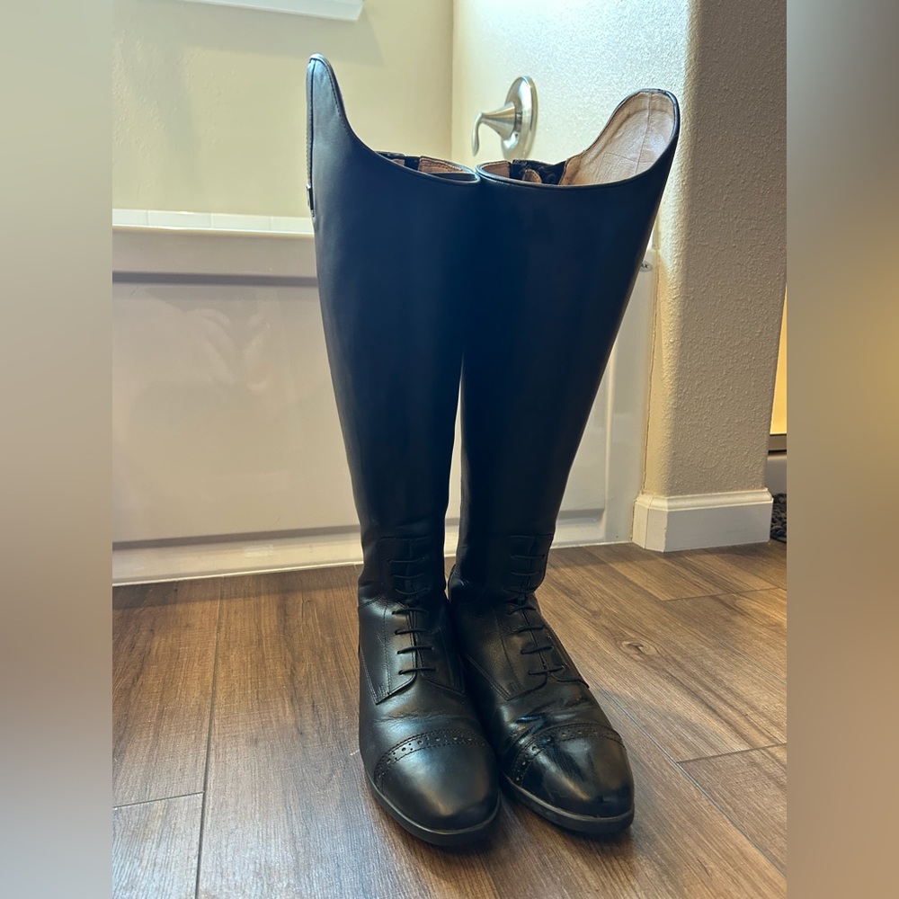 Women's Black Leather Riding Boots